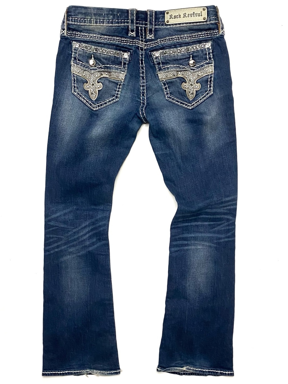 Rock Revival Womens Janelle Boot Stretch Rhinestones & Studs Denim Jeans Size 28